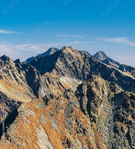 Rysy, Lomnicky stit and Ladovy stit in autumn High Tatras mountains in Slovakia photo