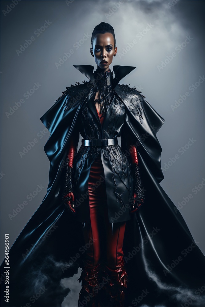 Naklejka premium Female vampire wearing gothic dress. Designed using generative ai