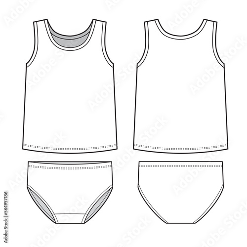Kid underwear set. Sleepwear. Shirt and panties