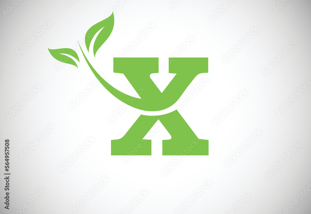 Initial letter X and leaf logo. Eco-friendly logo concept. Modern vector logo for ecological business and company identity