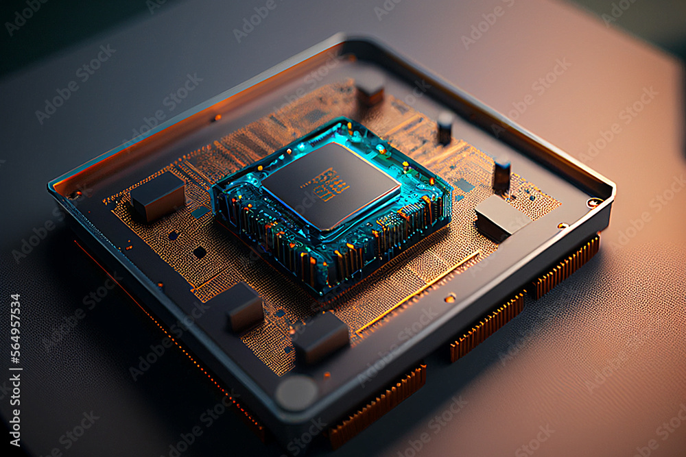 A computer chip being manufactured in a clean room A computer chip being manufactured in a clean room