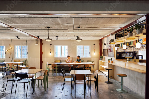 Interior of spacious modern cafe