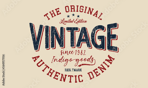 the Original Authentic Denim Vintage College New York, Brooklyn typography with patches, t-shirt graphics