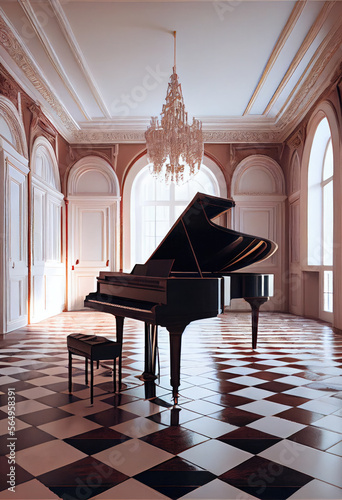 piano in white hall