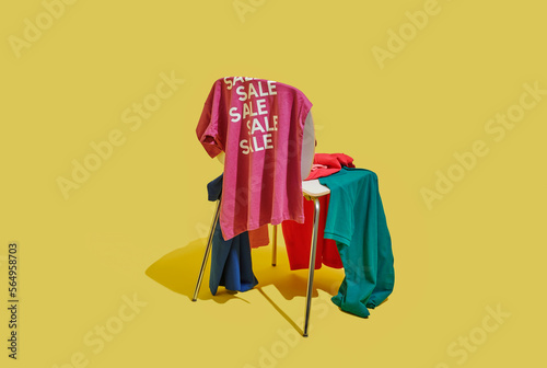 pink t-shirt with the word sale photo