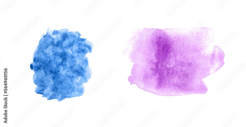 blue and pink painted watercolor isolated white background