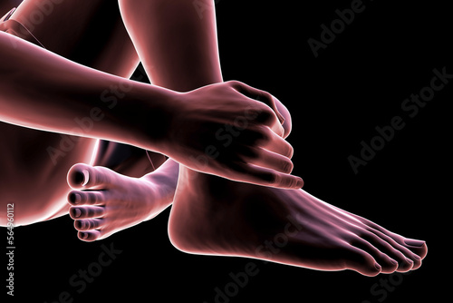 Foot and ankle pain, conceptual 3D illustration