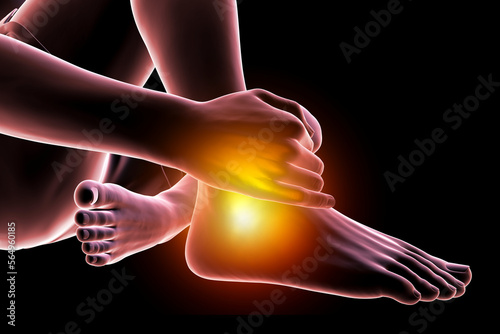 Foot and ankle pain, conceptual 3D illustration