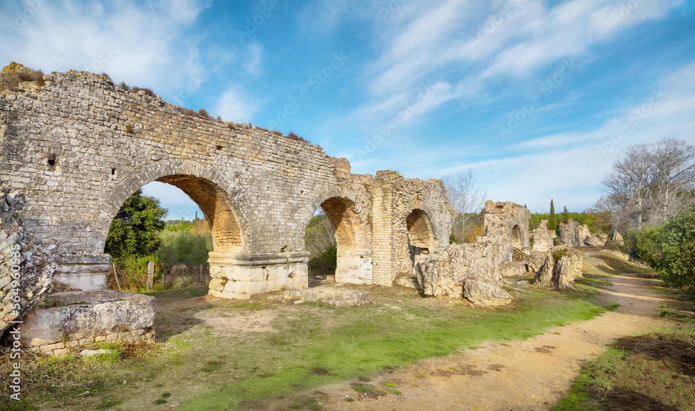 Ruins of Barbegal aqueduct (Aqueduc Romain de Barbegal) near Arles, France