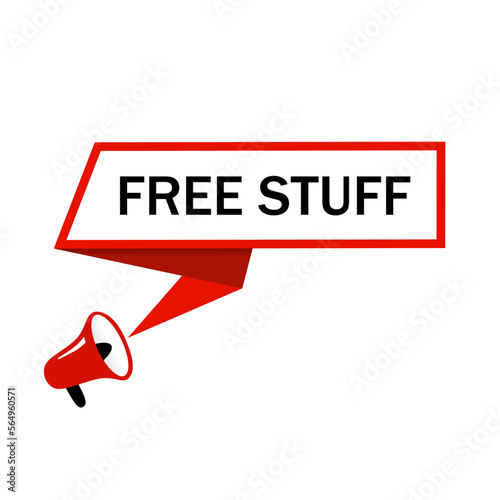 Free stuff. Free stuff banner with megaphone icon. Free stuff text. Modern vector illustration.