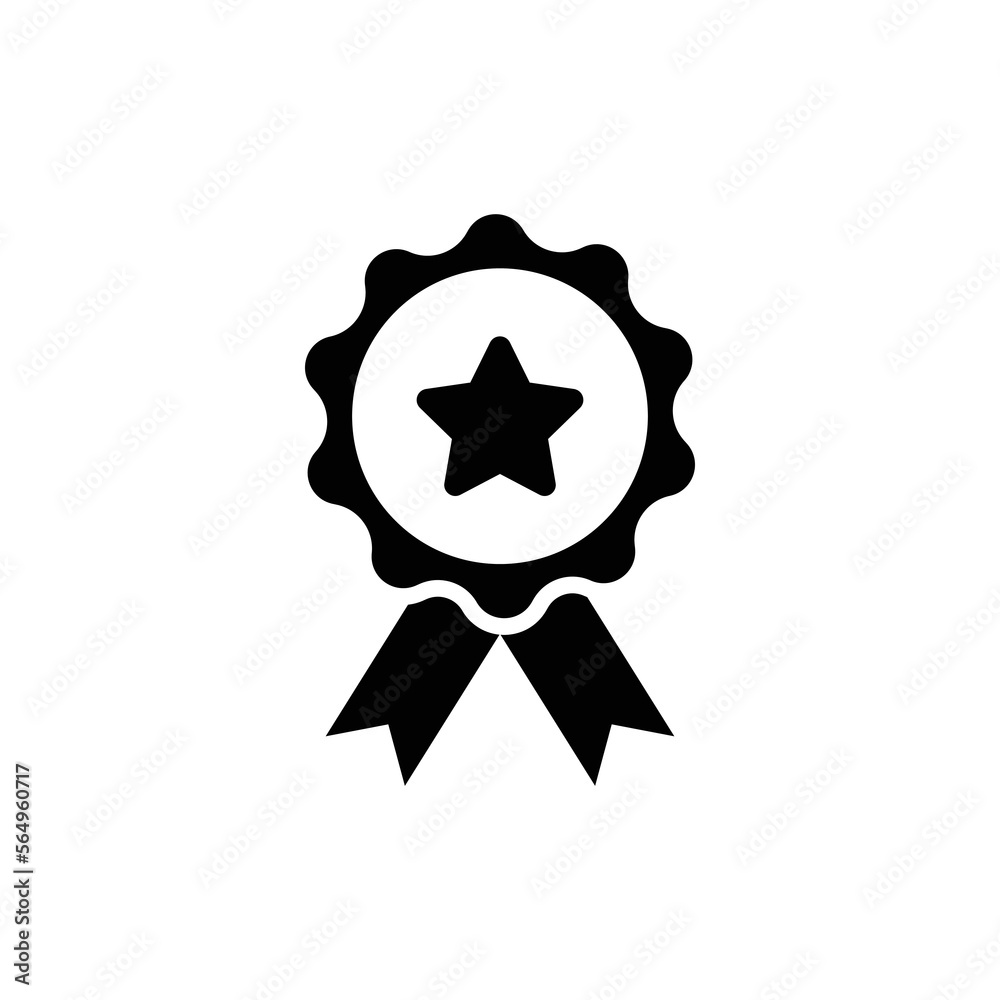 eps10 black vector prize, medal abstract icon or logo isolated on white ...