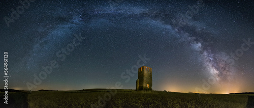 Via Lactea on tower in the fields of Castilla y LeÃ³n. Spain. photo