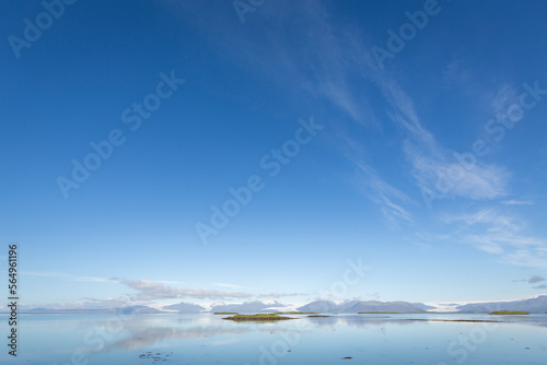 Coastline of east Iceland seen from town of Hofn, Iceland