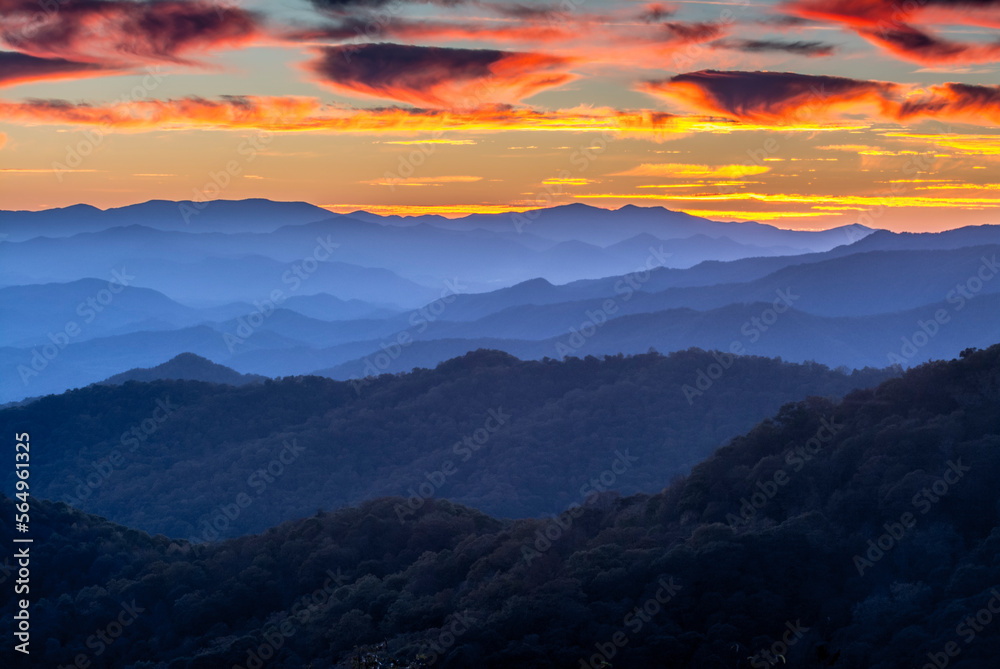 Clouds over Great Smoky Mountains at sunset Clouds over Great Smoky Mountains at sunset