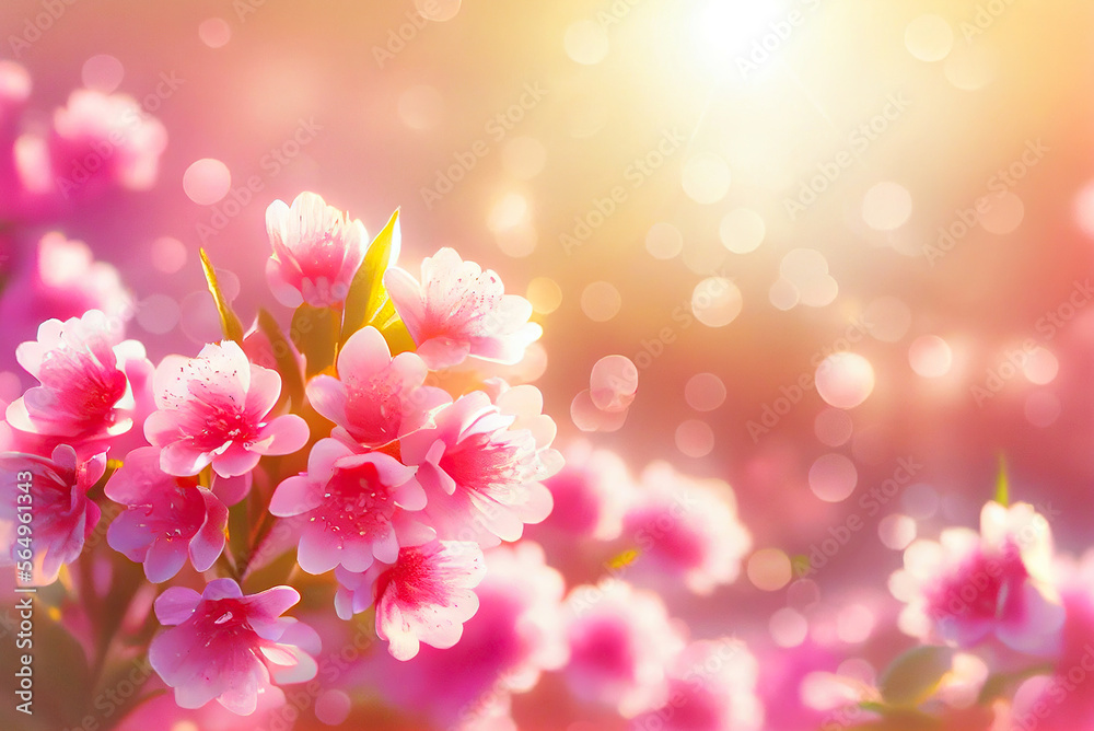 Close-up of pink flowers illuminated by light,pink flowers in spring Close-up of pink flowers illuminated by light,pink flowers in spring