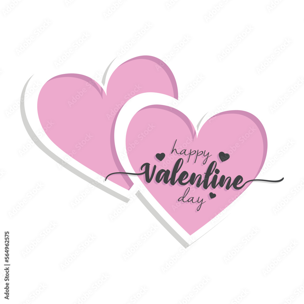 Vector illustration of valentine's day text with love. Affectionate sign with heart pattern and text typography.