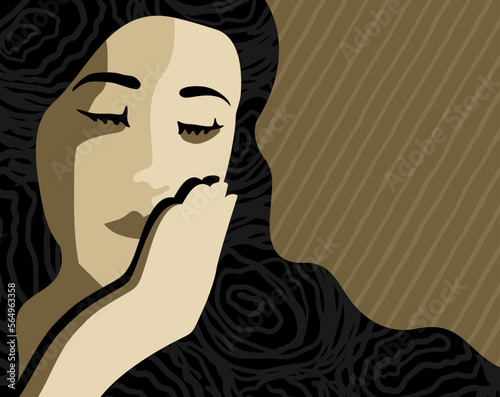 Abstract sad woman in depression