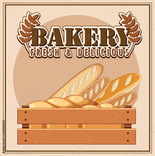 Bakery fresh and delicious text for banner or poster design