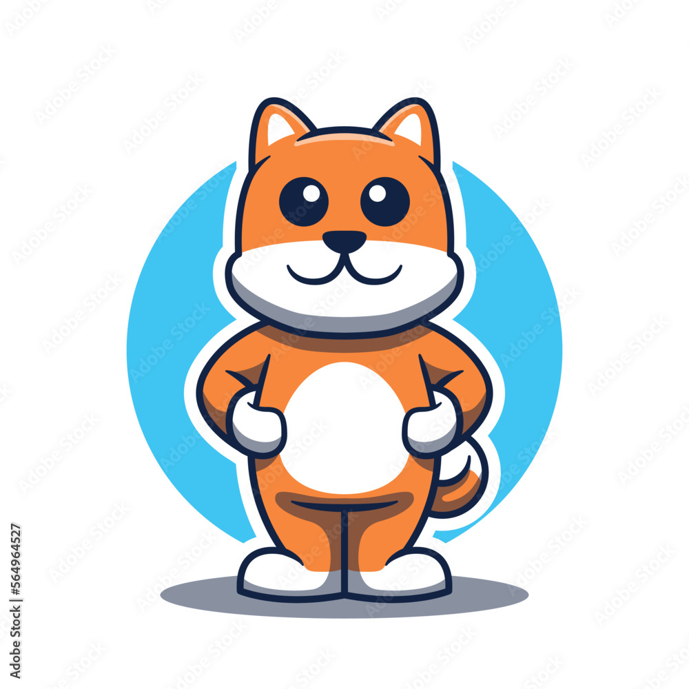 Cute shiba inu dog mascot design cartoon character. Logo mascot.