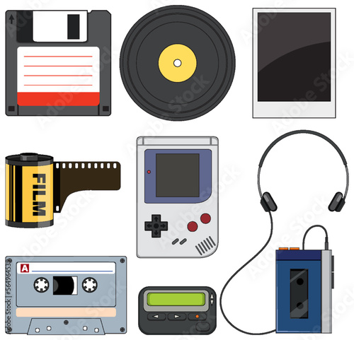 Retro objects and elements set