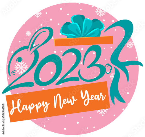 Happy New Year 2023 text for banner design