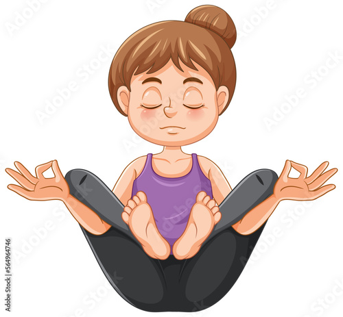 Yoga flower pose cartoon character
