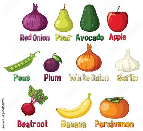 Set of fruits cartoon