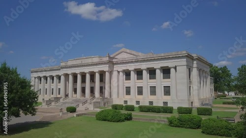 Aerial shot of white house in the blue sky. The White House Side view with beautiful sky