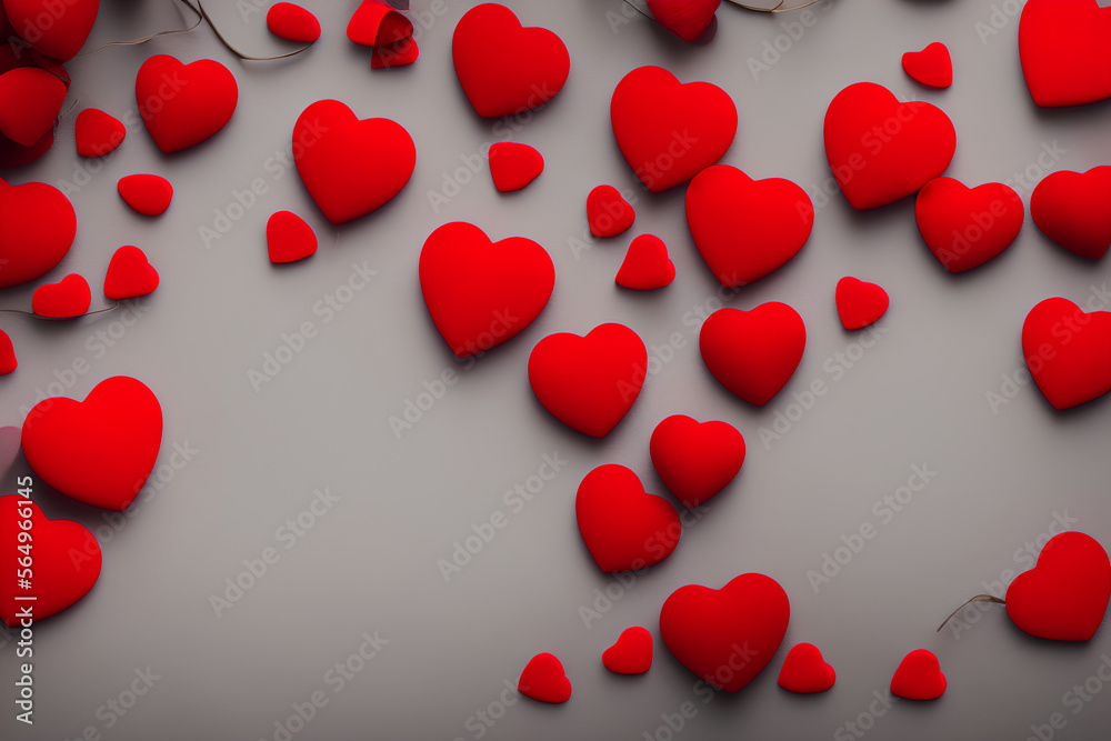 Grey background with red heart, mockup for product placement. Illustration Grey background with red heart, mockup for product placement. Illustration