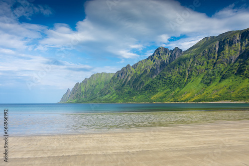 The crystal clear water of the Ersfjordstranda beach in Senja Island,  Norway © Stefano Zaccaria