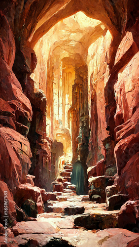Wall in caves concept background illustration Generative AI Content by Midjourney