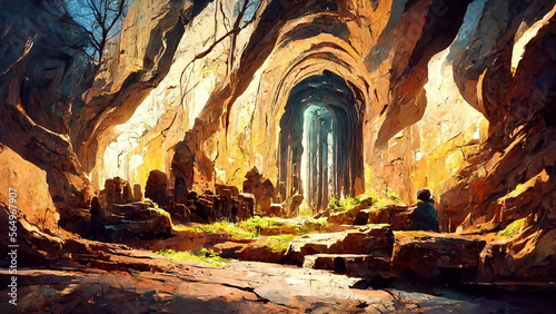 Wall in caves concept background illustration Generative AI Content by Midjourney