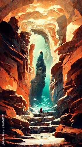 cave in the sea background illustration Generative AI Content by Midjourney