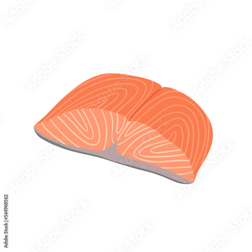 Big piece of fresh salmon. Traditional element of Asian cuisine. Vector clipart.