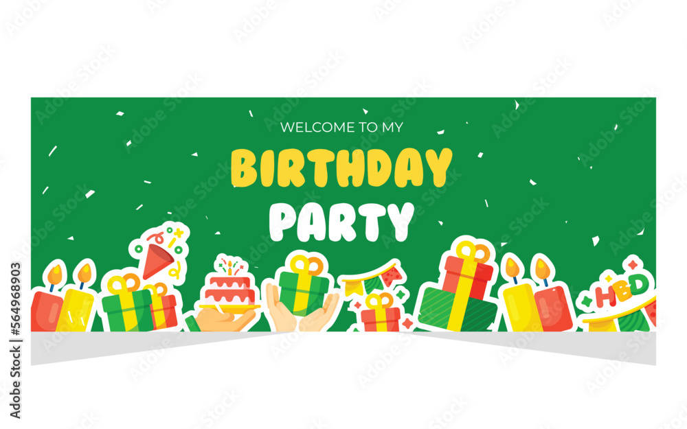 Obraz premium Banner template for birthday celebration party