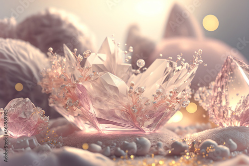 Crystal 3d rendering of flowers  abstract 3d rendering