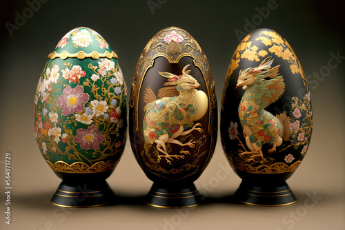 Japanese meiji style easter egg with high detail  photo