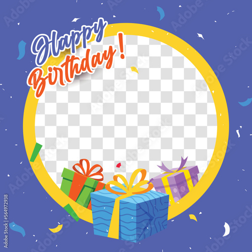Happy birthday social media frame template