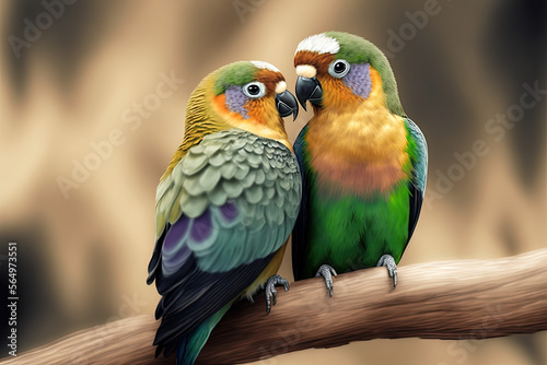 Love Birds: Love birds are a romantic image for Valentine's Day. These birds are often seen as a symbol of love, with their bright colors and the joy they bring when they sing. Display a pair of these © Melkione