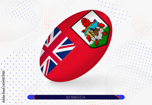 Rugby ball with the flag of Bermuda on it. Equipment for rugby team of Bermuda.