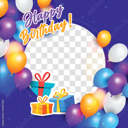 Happy birthday frame for profile social media