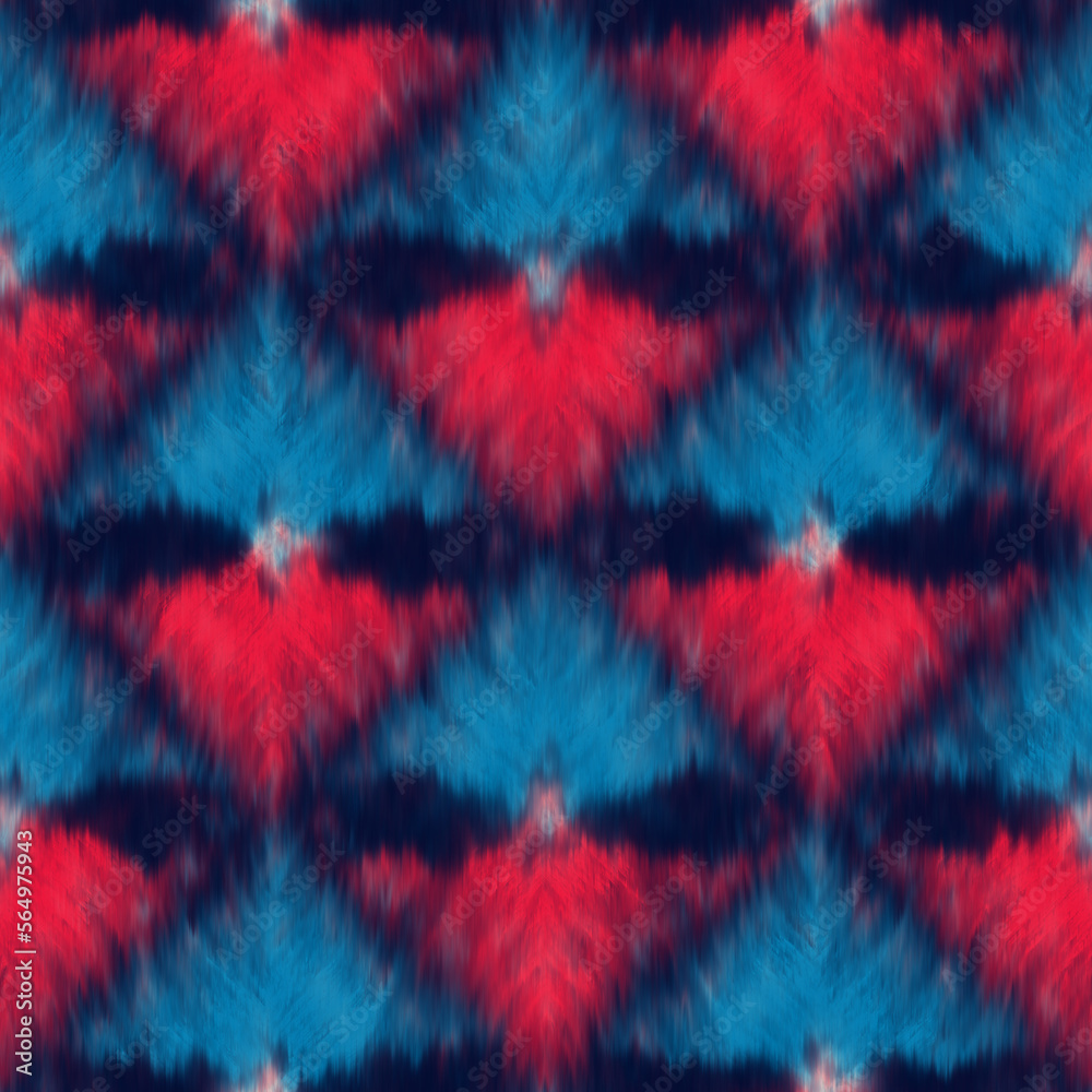 Multicolor Batik Effect Textured Plaid Checked Pattern