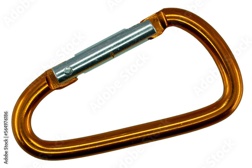 Carabiner on a transparent background, close-up of photo
