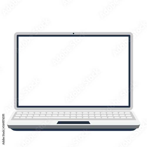 Light grey laptop flat vector illustration . Wireless computer with blank screen, software, programming, web development concept.