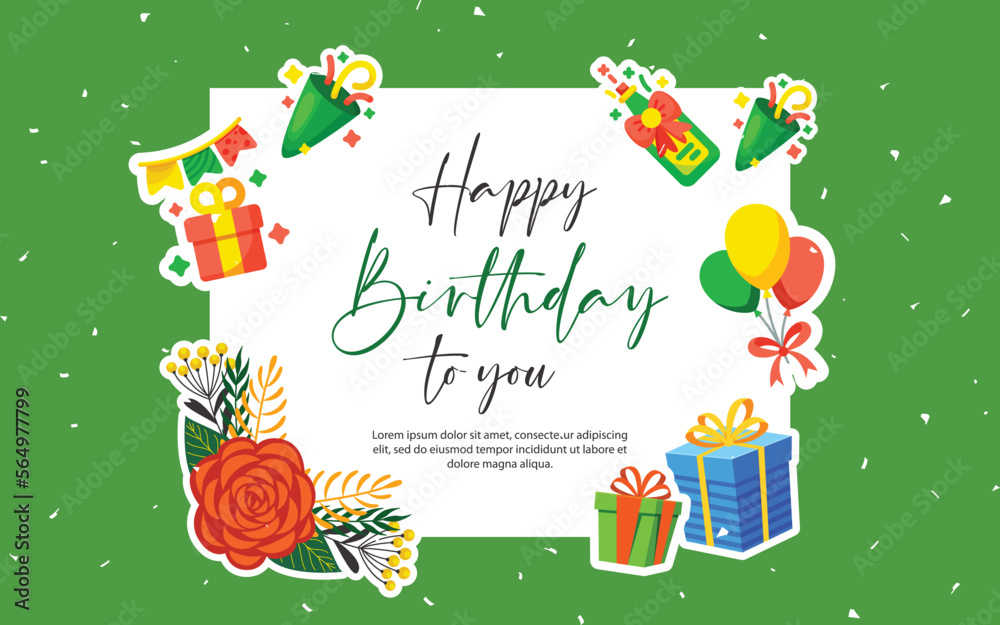 Happy birthday background with realistic balloon and confetti Happy birthday background with realistic balloon and confetti