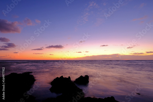 Beautiful sunset on a rocky coast, Civitavecchia, Lazio, Italy © reisegraf