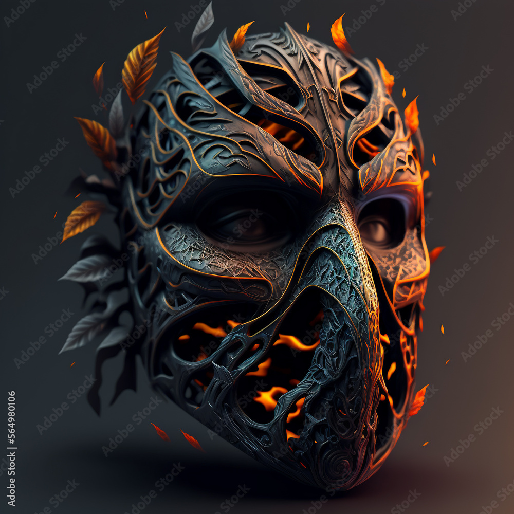 Mask with flames coming out of it - Generative AI Mask with flames coming out of it - Generative AI