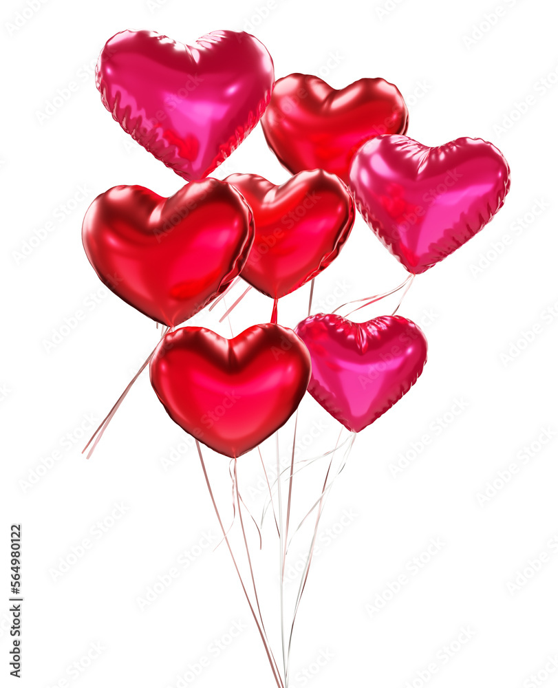 red pink heart with a heart png 3d illustration balloon love romance romantic valentine set
