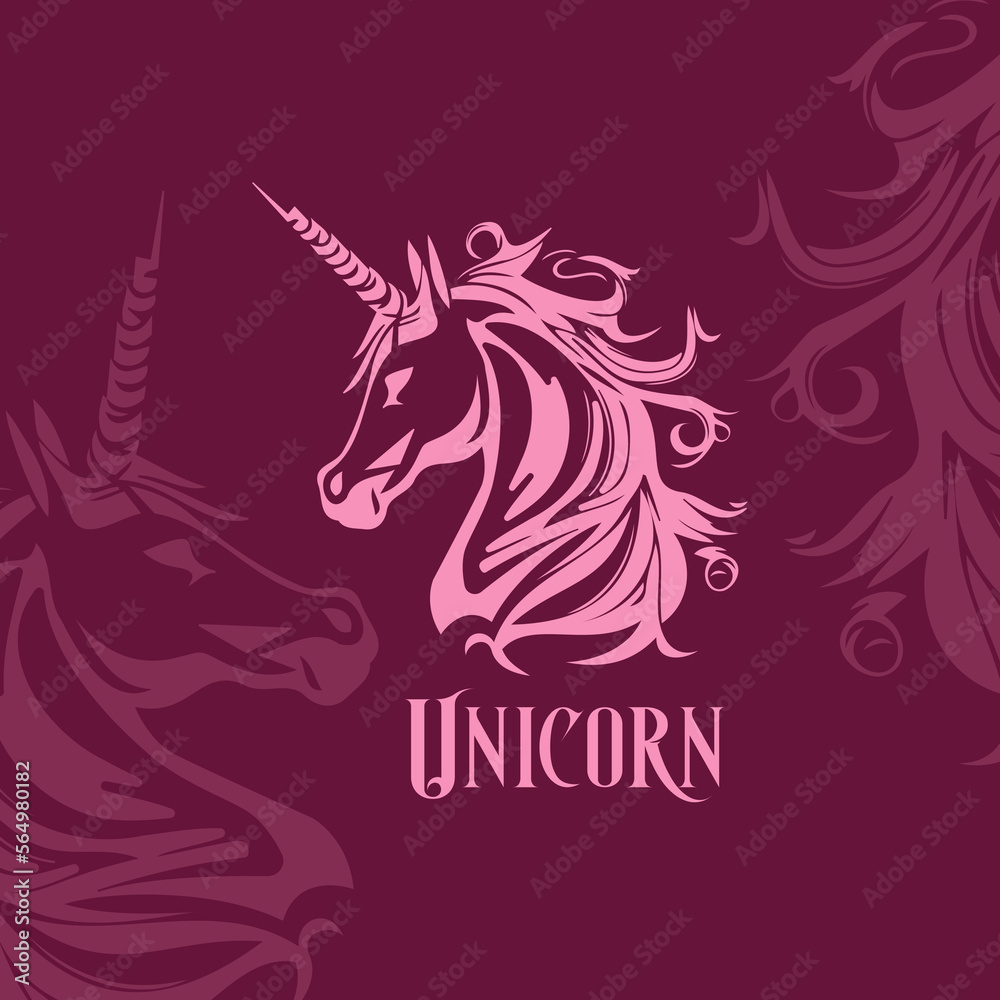Fototapeta premium unicorn pink vector 2d logo minimalism