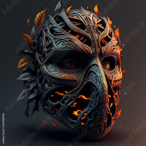 Mask with flames coming out of it - Generative AI
